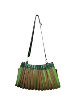 กระเป๋าสะพายทรงโค้งจีบลึกใยตาล